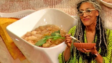 Chef Carla Hall Teaches Drew How to Make Creamy White Beans with Caramelized Onions