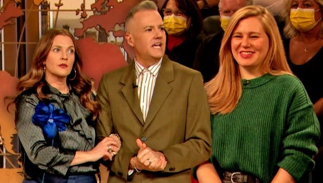 Drew, Ross, and Audience Member