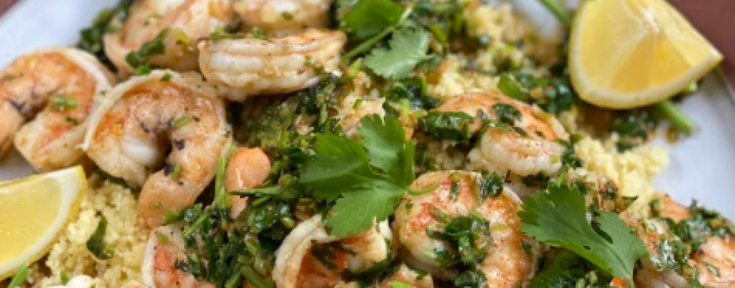 Shrimp with Chermoula over Couscous