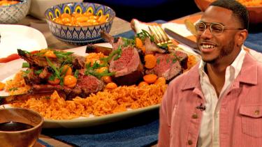 Drew's Obsessing Over Chef Kwame's Amazing Jerk Lamb with Jollof Rice | Drew's Cookbook Club