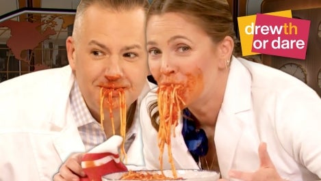 Drew and Ross Mathews Go Head-to-Head in a Pasta Eating Contest With No Hands | Drewth or Dare 