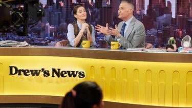 Drew Barrymore & Ross Mathews React to Surprise Call from "Hot Frosty" Dustin Milligan