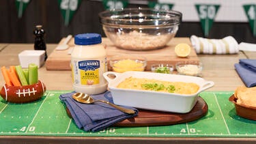Ross Mathews Shows How to Make "Disappearing Buffalo Chicken Dip" Game Day Party Recipe